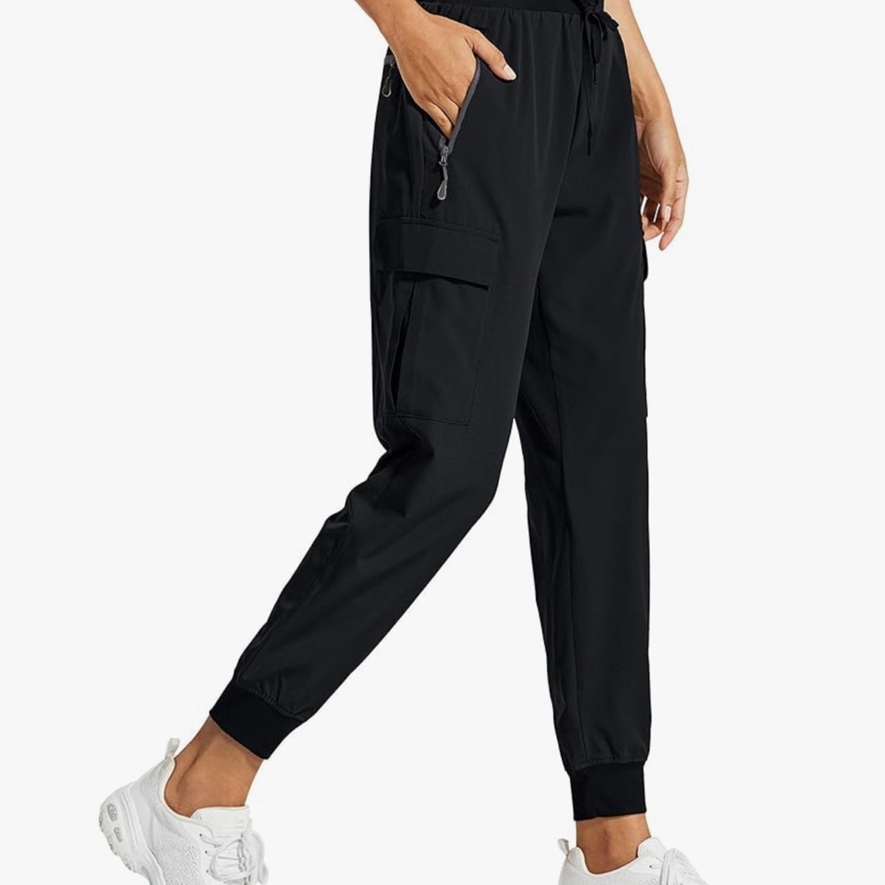Black Jogger Track Pants with Elastic Cuffs